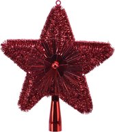 Kerst piek - ster - glitter rood - kunststof - 23 cm