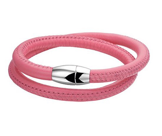 Montebello Armband Acacia Pink - 316L Staal - Leder - Wikkel - 19cm