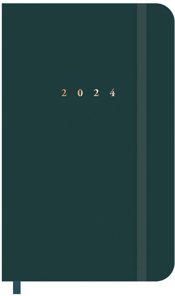 Hobbit - Agenda pocket deluxe - 2024 - Donkergroen suède look - Zakagenda - Week op 2 pagina's - ±A6 (14,8x9,5cm)