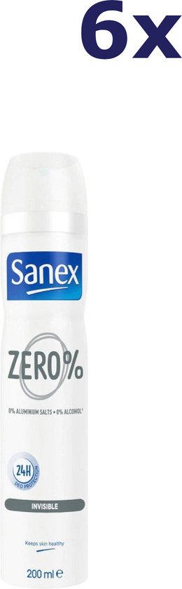 6x Sanex Deo Spray Zero% Invisible