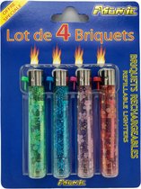 Atomic - Set van 4 Hervulbare Vuursteen Aanstekers - in 4 kleuren