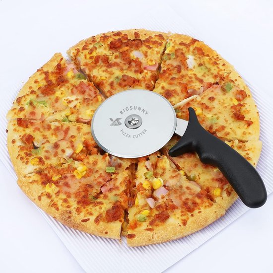 Pizzaschaar met serveerblad - Pizzasnijder met roestvrijstalen messen en geïntegreerde