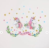 Muursticker - Raamsticker Eenhoorn - Unicorn - Muur Sticker / Raam sticker Keuken – Handgeschilderd | Kinderkamer | Jongens – Meisjes – Baby | Poster - Verwijderbaar – Zelfklevend plakfolie | DH collection