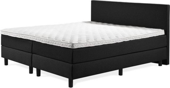 Boxspring Luxe 200x200 Glad Zwart Lederlook