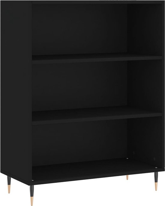 Boekenkast met 4 schappen 60x24x142 cm bewerkt hout zwart