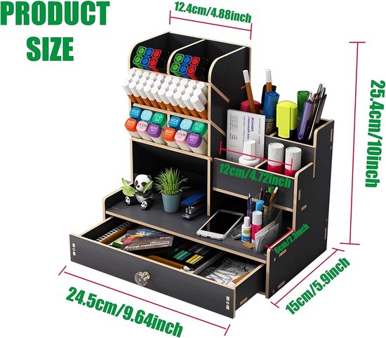 Houten Bureau-Organizer, Multifunctionele Bureau-Organizer, Pennenhouder,Afneembare Opbergdoos met Hoge Capaciteit voor Kantoorbenodigdheden Houten Bureau-Organizer, Multifunctionele Bureau-Organizer, Pennenhouder,Afneembare Opbergdoos met Hoge Capaciteit voor Kantoorbenodigdheden