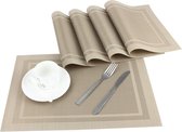 Placemat Set van 6,Gemakkelijk Schoon,Antislip,Hittebestendig,Vlekbestendig Tafelonderzetter, 45cmx30cm(Beige)