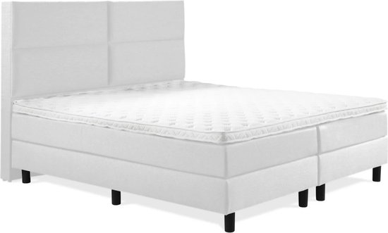 Boxspring Luxe 200x210 4 vlaks Wit Lederlook