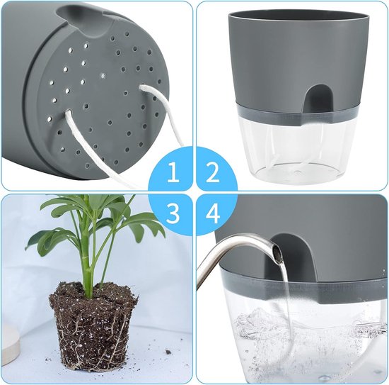 Pot de fleurs intérieur arrosage automatique plastique transparent blanc  pour plantes dextérieur pour toutes les plantes, pla - Cdiscount Jardin