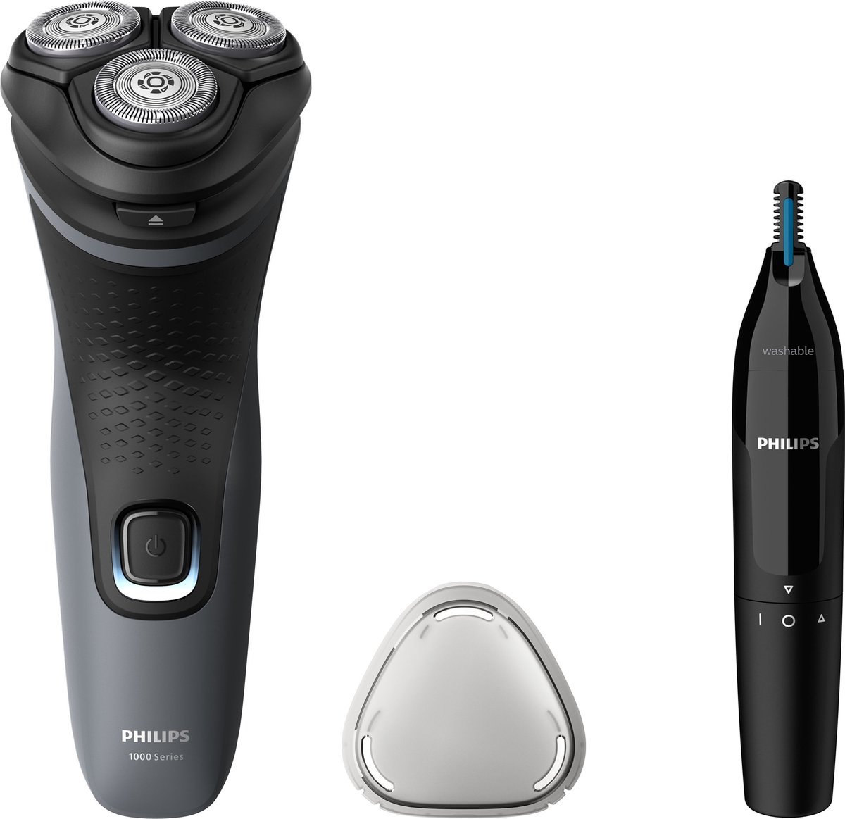 Philips Shaver 1000 Series Elektrisch scheerapparaat geeft je een snelle, schone scheerbeurt en een goede prijs-kwaliteitverhouding. De 27 zelfslijpende PowerCut-mesjes en de volledige wasbaarheid maken het scheerapparaat gebruiksvriendelijk en altijd bet
