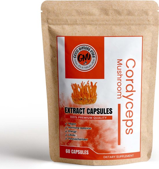 Cordyceps premium extract ( 8 tot 12 keer zo sterk ) - immuun & weerstand - paddenstoelen - Energie - 60 capsules per verpakking