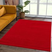 Laagpolig tapijt woonkamer - effen moderne tapijten voor slaapkamer, werkkamer, kantoor, hal, kinderkamer en keuken - rood, 140 x 200 cm