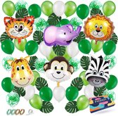 Fissaly® 36 Pièces Jungle Thema Party Anniversaire Décorations Ballons - Safari Décoration Kids Party - Fête