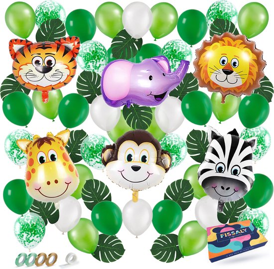 Pack décoration anniversaire Jungle Décoration - Baby Shower Safari Blauw  Vert - avec