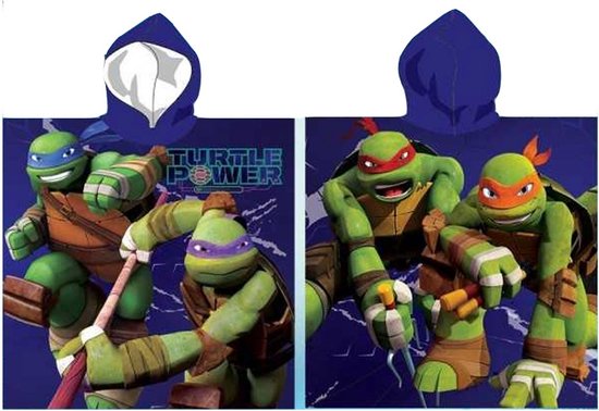 Poncho de bain Teenage Mutant Ninja Turtles - 55 x 110 cm. - Poncho tortues - séchage rapide