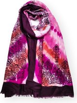 Echarpe longue femme Rachel motif fantaisie fuchsia blanc rose bordeaux orange azalia