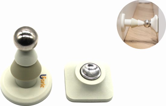 Uforic Siliconen Deurstopper met magneet - Deurbuffer - Deurwig - Deurstop - Deurhold - Wit/Beige