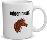 Akyol - paardenkop met eigen naam koffiemok - theemok - Paarden - paarden liefhebbers - mok met eigen naam - iemand die houdt van paarden - verjaardag - cadeau - kado - 350 ML inhoud