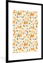 Fotolijst incl. Poster - Bloemen - Pastel - Oranje - 60x90 cm - Posterlijst