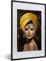 Cadre photo avec affiche - Femme - Abstrait - Jaune - 40x60 cm - Cadre pour affiche