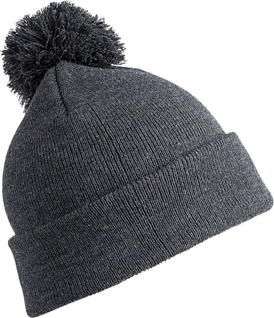 Trendy chapeau hiver au chaud en gris avec pom pom pour les enfants - Garçons et filles chapeau de modèle - 100% polyacrylique