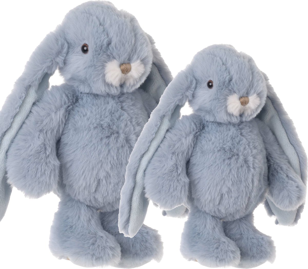 Bukowski pluche knuffel konijnen set 2x stuks - lichtblauw - 22 en 30 cm - luxe knuffels