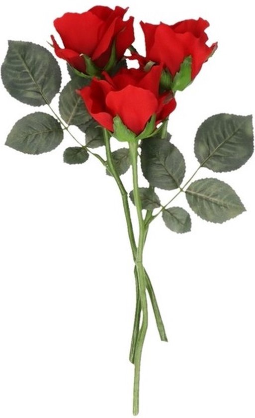 Fleur artificielle rose rouge 30 cm 3 pcs | bol