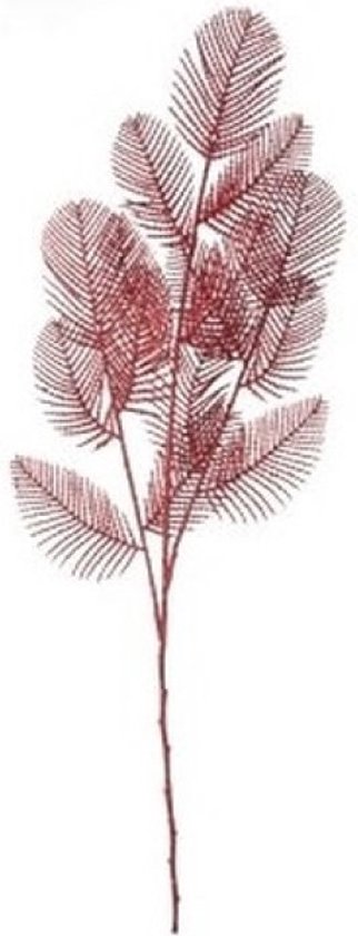 Branche artificielle de fleurs artificielles de fougères scintillantes rouges 64 cm - Décoration d'intérieur - Fleurs artificielles / branches / plantes artificielles