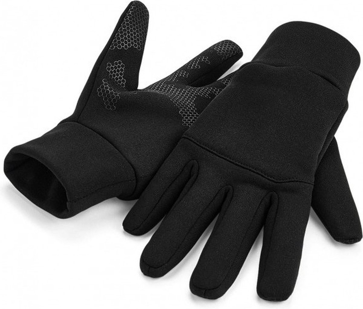 Beechfield Hardloop handschoenen - touchscreen - zwart - winddicht L/XL -