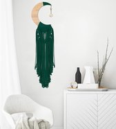 Tenture murale en macramé attrape Dream , tapisserie de lune en macramé – Décoration murale pour salon, Décoration Boho, chambre à coucher pour Enfants (vert foncé, 92 cm)