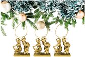 Pendentif de Noël - lot de 3 - Ornement de Noël - Figurines de décoration d'arbre de Noël - Or