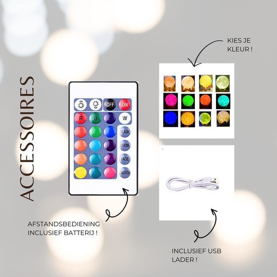 3D Maanlamp - Nachtlampje - voor Baby's en Kinderen - Oplaadbaar - Multicolor van StarBright — afbeelding 3
