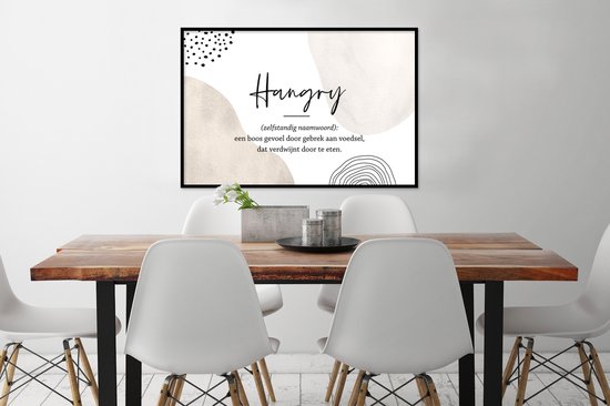 Fotolijst incl. Poster - Hangry - Spreuken - Hangry definitie - Woordenboek - Quotes - 120x80 cm - Posterlijst