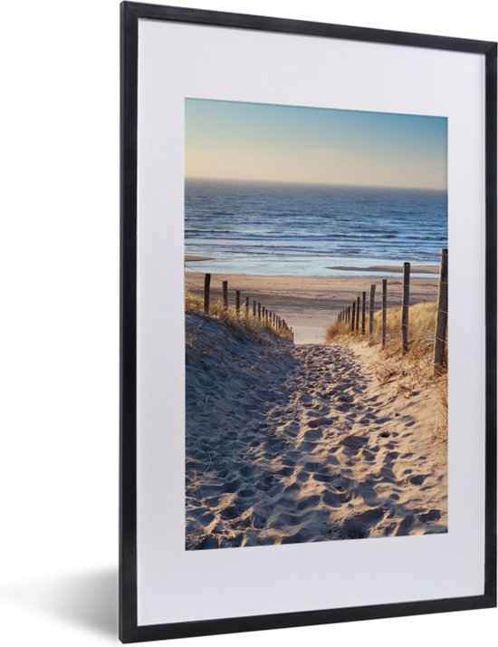 Affiche sous cadre - Cadre photo - Plage - Mer - Dune - Affiche - Affiche plage - 40x60 cm - Cadre - Photo sous cadre - Cadre affiche - Décoration maison