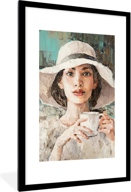 Tableau cadre Femme dans un chapeau - 20 x 30 cm | Leroy Merlin