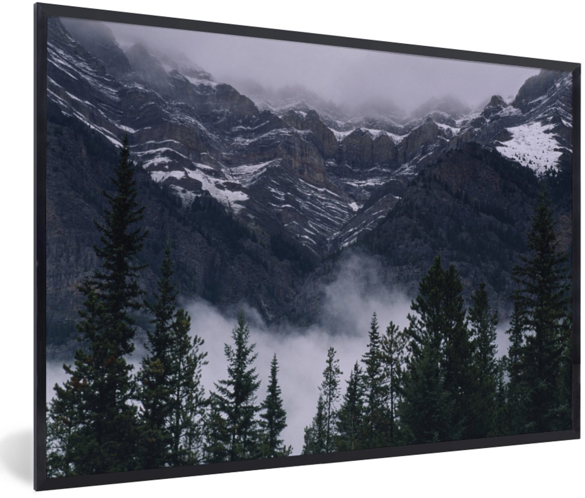 Fotolijst incl. Poster - Rocky Mountains eeuwige sneeuw - 90x60 cm - Posterlijst - Kerstmis Decoratie - Kerstversiering - Kerstdecoratie Woonkamer - Kerstversiering - Kerstdecoratie voor binnen - Kerstmis