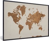 Fotolijst incl. Poster - Wereldkaart - Vintage - Kaarten - 120x80 cm - Posterlijst