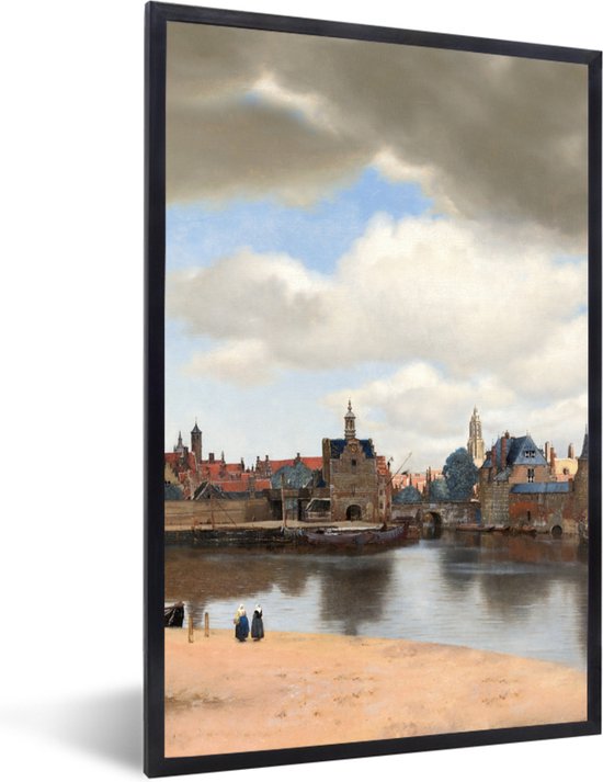 Fotolijst incl. Poster - Gezicht op Delft - Schilderij van Johannes Vermeer - 20x30 cm - Posterlijst