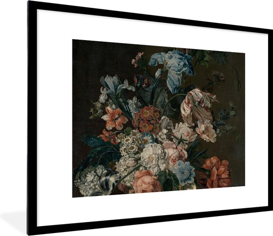 Fotolijst incl. Poster - Stilleven met bloemen - Schilderij van Cornelia van der Mijn - 80x60 cm - Posterlijst