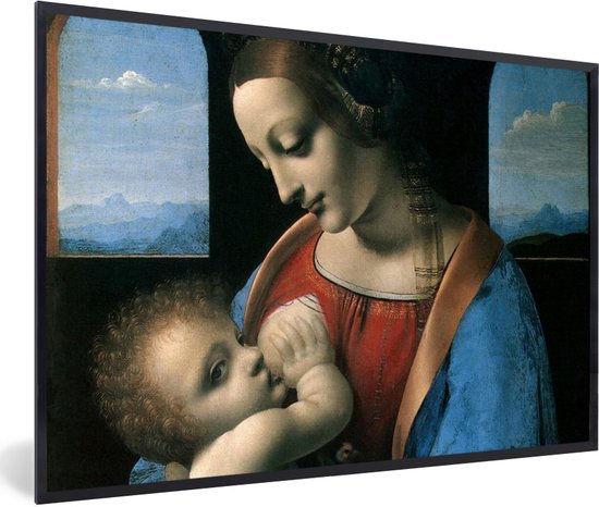 Fotolijst incl. Poster - The virgin Mary - Leonardo da Vinci - 60x40 cm - Posterlijst