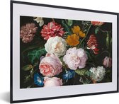 Fotolijst incl. Poster - Stilleven met bloemen in een glazen vaas - Schilderij van Jan Davidsz. de Heem - 60x40 cm - Posterlijst