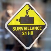 Camera Beveiligingssticker 24 HR Surveillance - Set van 3 stickers - 10,6 x 10,6 cm