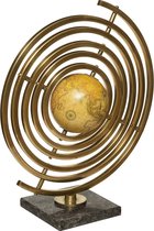Wereldbol op Marmeren Voet en Messing ornament - (bxh) ca. 30cm x 37,5cm