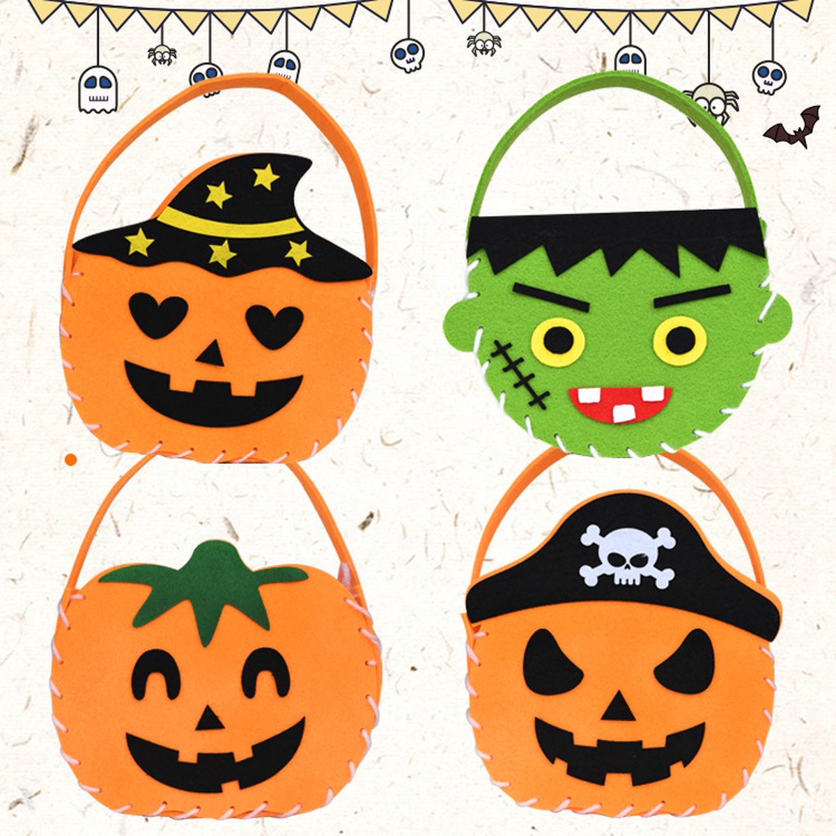 Loha-party®12 stuks Halloween tas- Snoepzak-DIY Materiaal pakket-traktatie uitdeelcadeautjes-Handgemaakte-Traktaties tas-halloween decoratie- Snoepzakjes- Trick or Treating-Cadeauzakjes-feestartikelvoor halloween