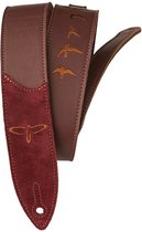 PRS Premium Leather 2" Strap Embroidered Birds Burgundy - Gitaarband