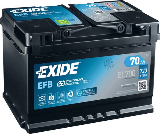 Exide Technologies EL700 Start-Stop EFB 12V 70Ah 720A Batterie de