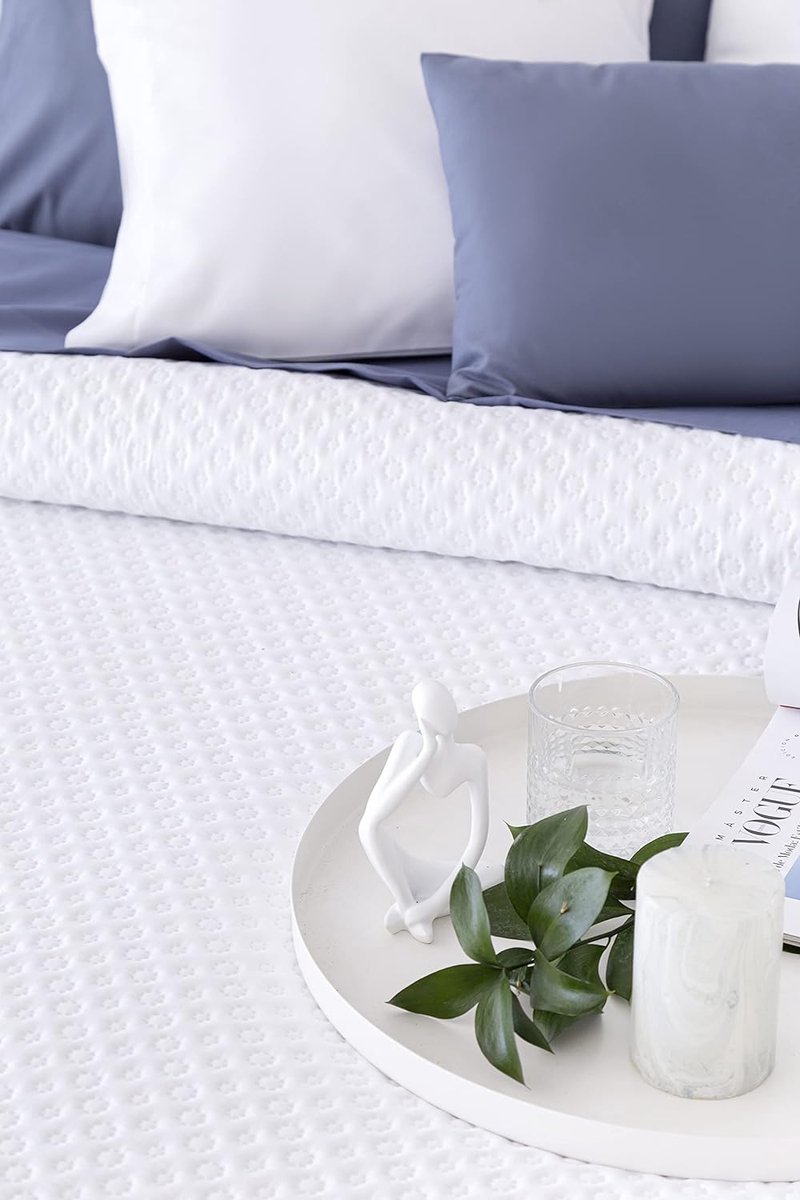 Sprei fijn gewatteerd piqué voor lente, zomer, herfst en winter 100% extra zacht microvezel multifunctioneel dekbed 105-200x260 cm wit thumbnail 3