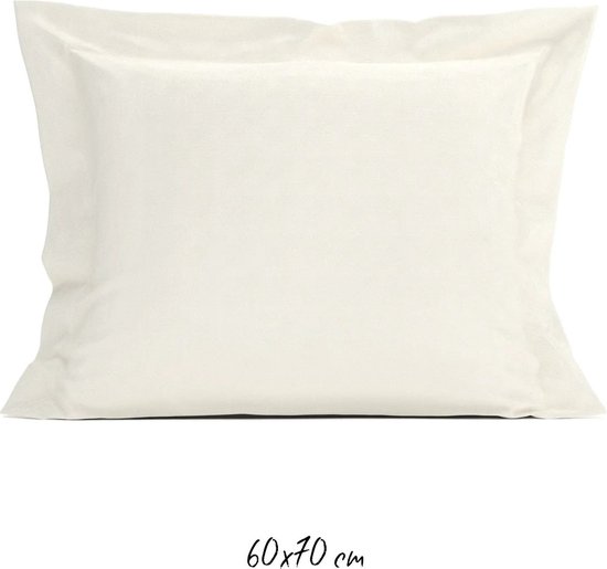 Taies d'oreiller en satin emballées par 2 60x70 Satin Ivoire/Crème avec bordure Oxford