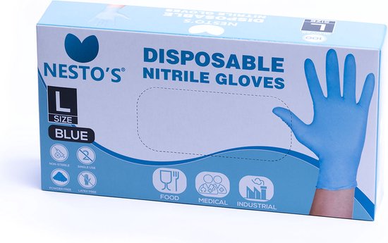 Nesto's Nitril Wegwerp Handschoenen - Latexvrij - Poedervrij - Niet steriel - Onderzoekshandschoenen - Medisch - Plastic - Maat L - Blauw