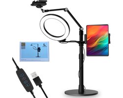 LEVANTU® LED Ringlamp met Statief - Smartphone Houder- tablet houder - Telefoonhouder